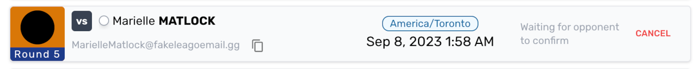 Match Card waiting for opponent