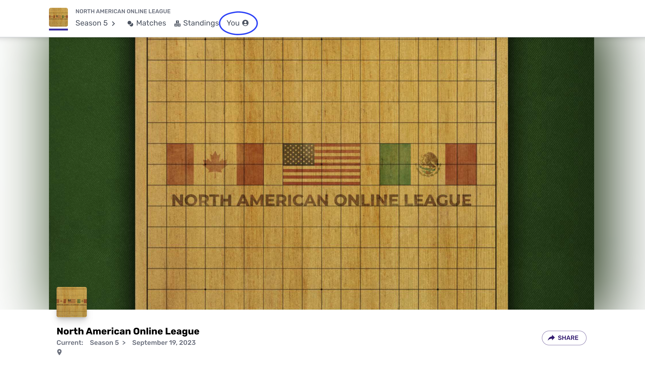 Online League Main Page
